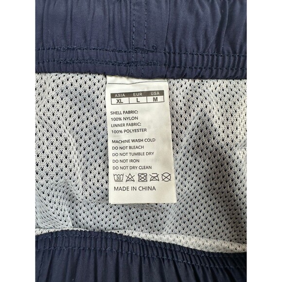 NWT SilkWorld Men's Navy Blue Swim Trunks with Orange Drawstring Size M - Picture 3 of 4